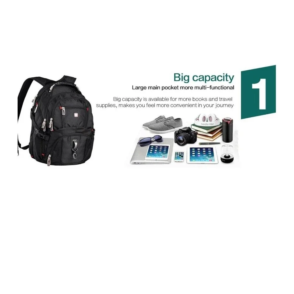 Waterproof 15.6 Inch Laptop Backpack Men USB Charging Swisswin SA8112 Swissgear